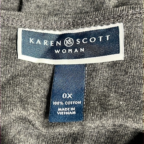 KAREN SCOTT WOMAN SIZE 0X CHARCOAL HEATHER GRAY LONG SLEEVED HENLEY TSHIRT New - Picture 5 of 6